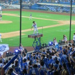 Cheersquad captain + the cheerleaders for the Samsung Lions in Daegu